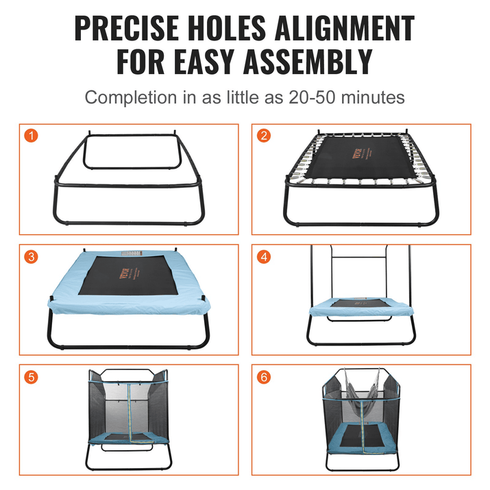 VEVOR 6FT Trampoline for Kids, 72" Indoor/Outdoor Toddlers Trampoline, Mini Baby Trampoline with Safety Enclosure Net, Gymnastics Bar, Hammock, Recreational Trampoline Birthday Gift for 3+ Years Kids - The Little Big Store