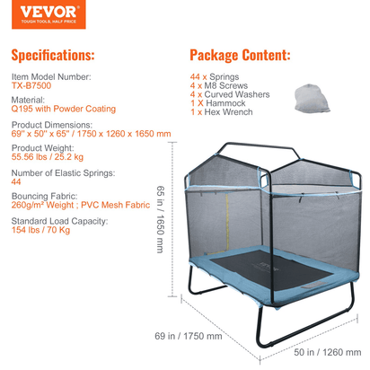 VEVOR 6FT Trampoline for Kids, 72