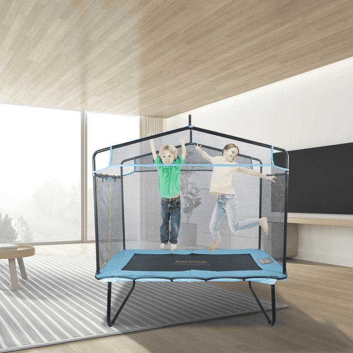 VEVOR 6FT Trampoline for Kids, 72" Indoor/Outdoor Toddlers Trampoline, Mini Baby Trampoline with Safety Enclosure Net, Gymnastics Bar, Hammock, Recreational Trampoline Birthday Gift for 3+ Years Kids - The Little Big Store