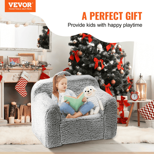 VEVOR Kids Armchair, Kids Sofa with High-density 25D Sponge, Snuggly-Soft Toddler Chair, Sherpa Fabric Reading Couch for Bedroom and Playroom - The Little Big Store