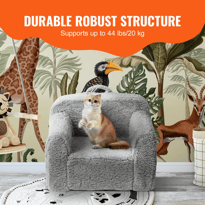 VEVOR Kids Armchair, Kids Sofa with High-density 25D Sponge, Snuggly-Soft Toddler Chair, Sherpa Fabric Reading Couch for Bedroom and Playroom - The Little Big Store