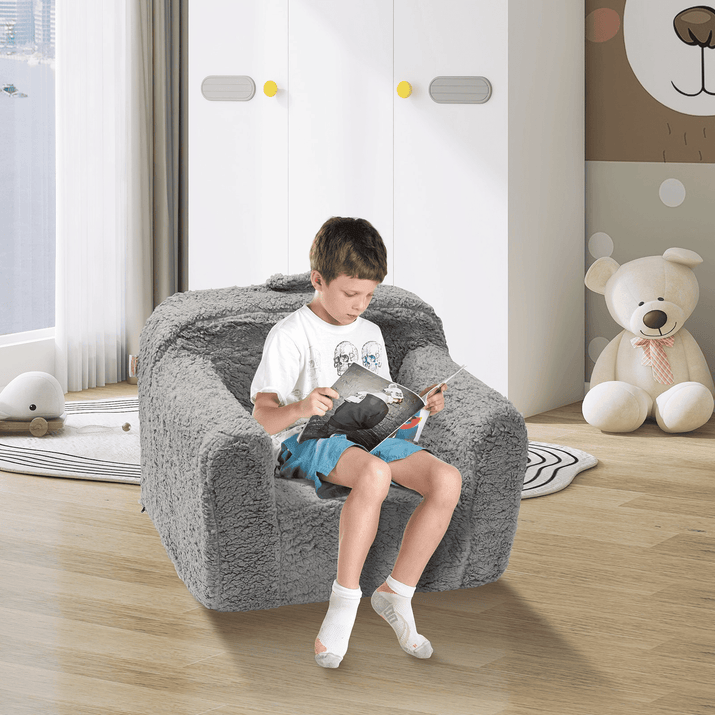 VEVOR Kids Armchair, Kids Sofa with High-density 25D Sponge, Snuggly-Soft Toddler Chair, Sherpa Fabric Reading Couch for Bedroom and Playroom - The Little Big Store