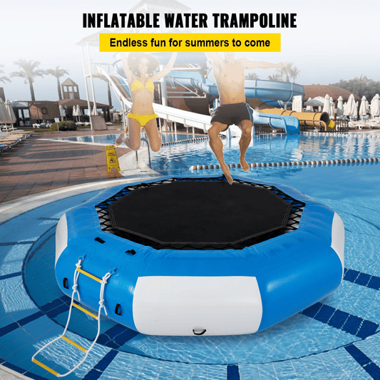 VEVOR 13ft Inflatable Water Bouncer, Water Trampoline Splash Padded Inflatable Bouncer Bounce Swim Platform for Water Sports - The Little Big Store