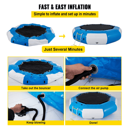 VEVOR 13ft Inflatable Water Bouncer, Water Trampoline Splash Padded Inflatable Bouncer Bounce Swim Platform for Water Sports - The Little Big Store