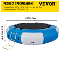 VEVOR 13ft Inflatable Water Bouncer, Water Trampoline Splash Padded Inflatable Bouncer Bounce Swim Platform for Water Sports - The Little Big Store