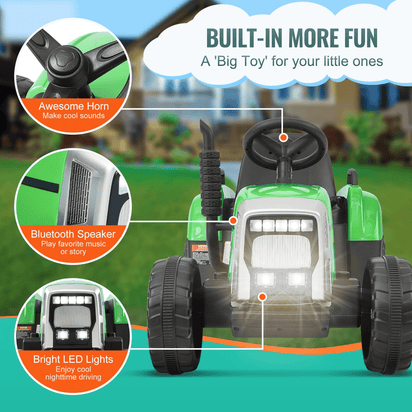 VEVOR Kids Ride on Tractor 12V Electric Toy Tractor with Trailer Remote Control - The Little Big Store