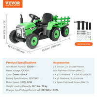 VEVOR Kids Ride on Tractor 12V Electric Toy Tractor with Trailer Remote Control - The Little Big Store
