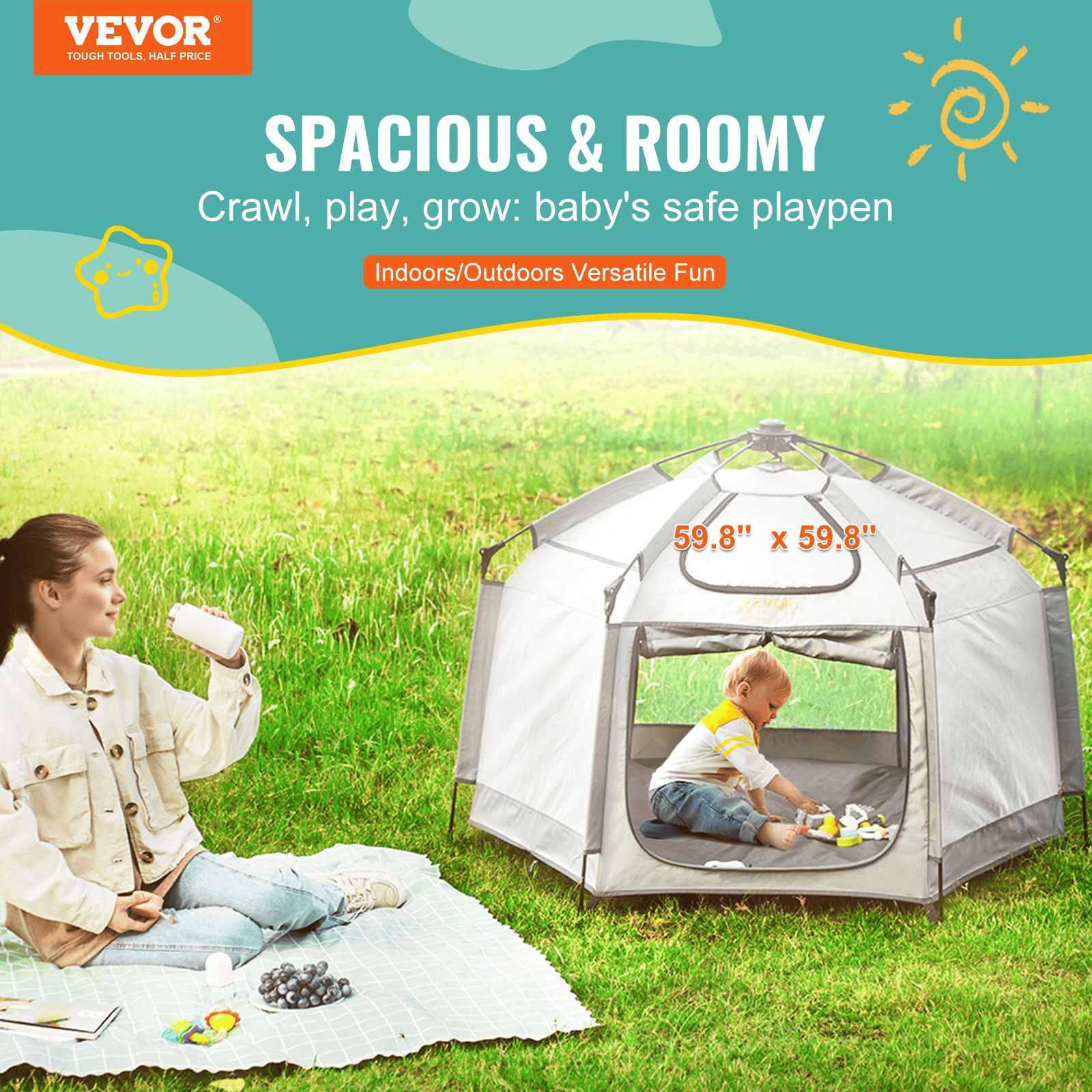 SunnyNest Baby Playpen: Pop-Up Paradise for Tiny Tots 🌞 - The Little Big Store
