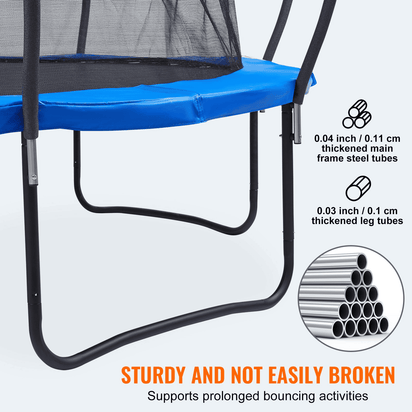 VEVOR 10FT Trampoline, 330 lbs Trampoline with Enclosure Net, Ladder, and Curved Pole, Heavy Duty Trampoline with Jumping Mat and Spring Cover Padding, Outdoor Recreational Trampolines for Kids Adults - The Little Big Store