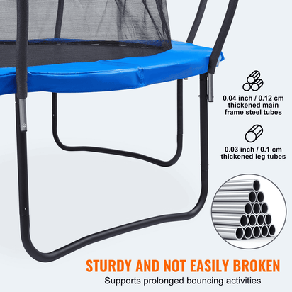 VEVOR 12FT Trampoline, 400 lbs Trampoline with Enclosure Net, Ladder, and Curved Pole, Heavy Duty Trampoline with Jumping Mat and Spring Cover Padding, Outdoor Recreational Trampolines for Kids Adults - The Little Big Store