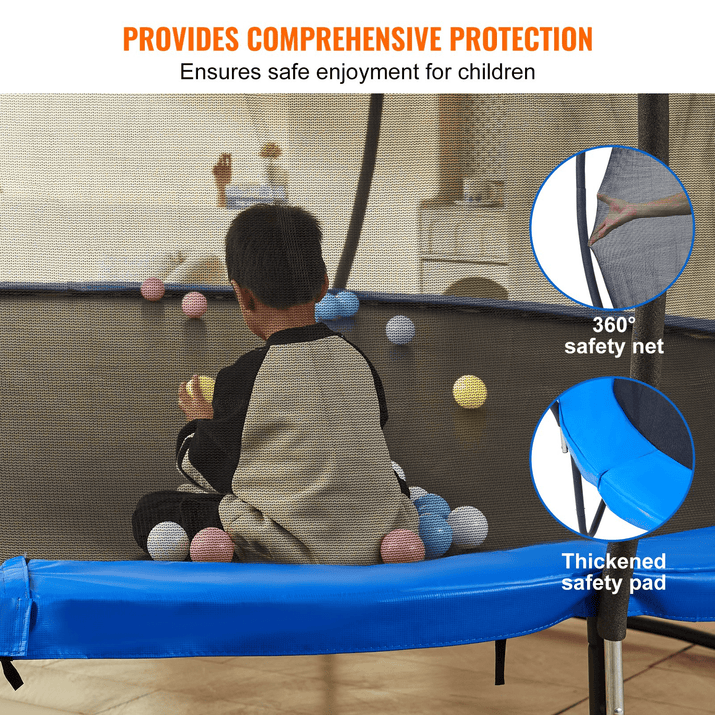 VEVOR 12FT Trampoline, 400 lbs Trampoline with Enclosure Net, Ladder, and Curved Pole, Heavy Duty Trampoline with Jumping Mat and Spring Cover Padding, Outdoor Recreational Trampolines for Kids Adults - The Little Big Store