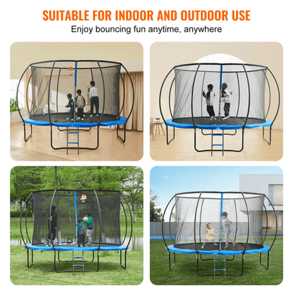VEVOR 12FT Trampoline, 400 lbs Trampoline with Enclosure Net, Ladder, and Curved Pole, Heavy Duty Trampoline with Jumping Mat and Spring Cover Padding, Outdoor Recreational Trampolines for Kids Adults - The Little Big Store