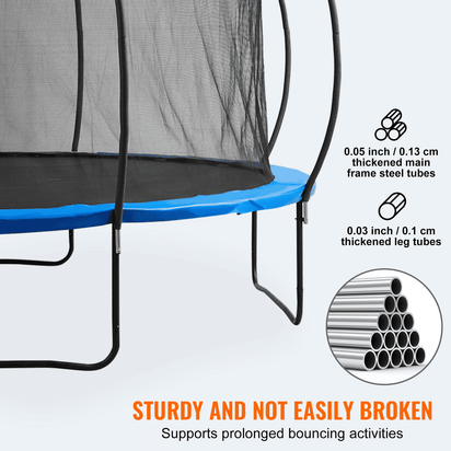 VEVOR 14FT Trampoline, 450 lbs Trampoline with Enclosure Net, Ladder, and Curved Pole, Heavy Duty Trampoline with Jumping Mat and Spring Cover Padding, Outdoor Recreational Trampolines for Kids Adults - The Little Big Store