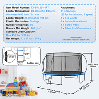 VEVOR 14FT Trampoline, 450 lbs Trampoline with Enclosure Net, Ladder, and Curved Pole, Heavy Duty Trampoline with Jumping Mat and Spring Cover Padding, Outdoor Recreational Trampolines for Kids Adults - The Little Big Store
