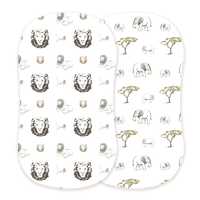 Hear Me Roar Lion and Rhinos and Elephants Bamboo Changing Pad Cover/Bassinet Sheets - The Little Big Store
