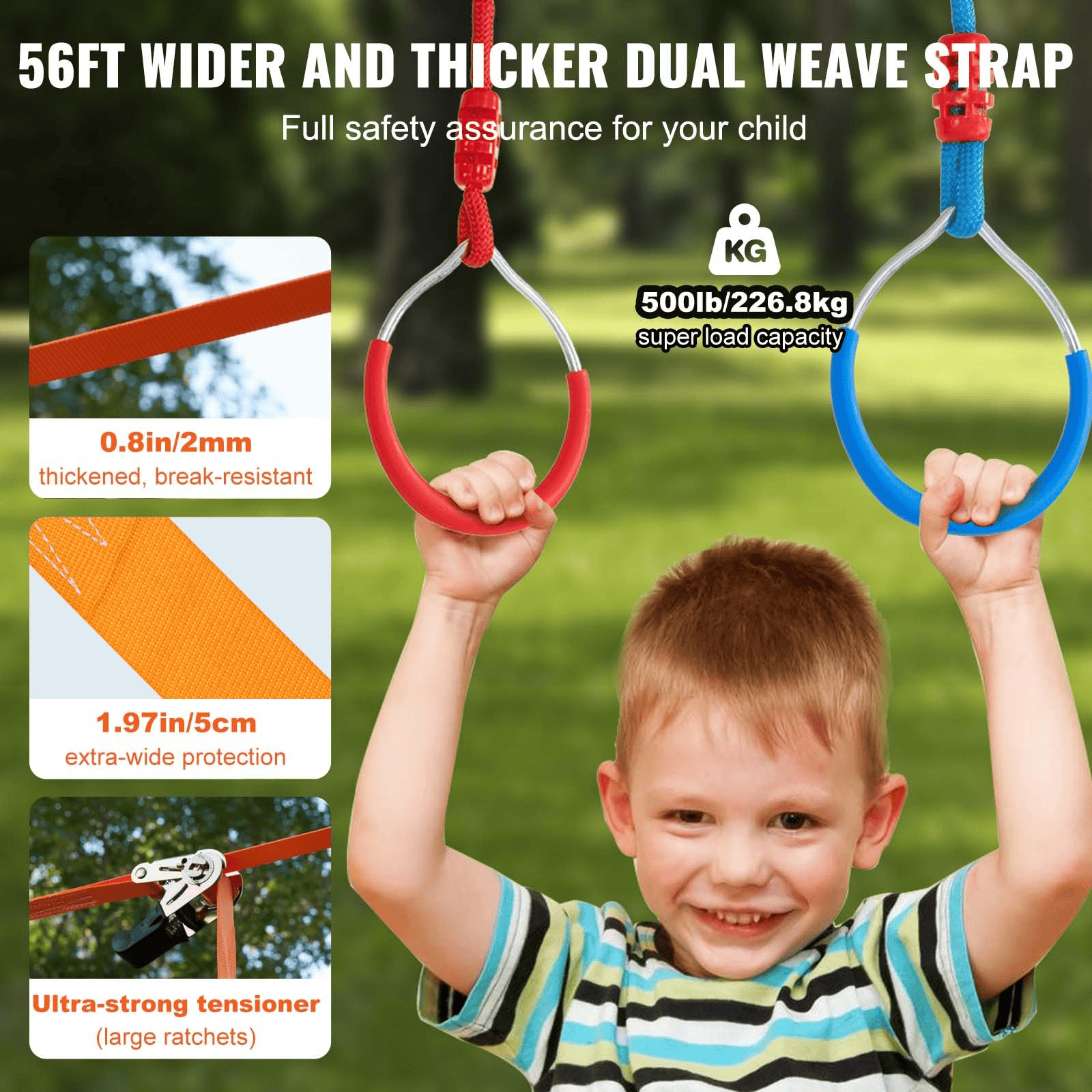 VEVOR Ultimate Ninja Warrior Obstacle Course – 56ft Dual Slacklines, 12 Obstacles, 500lbs Capacity Outdoor Playset - The Little Big Store
