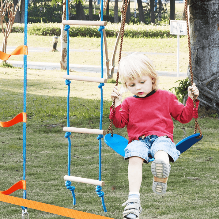 VEVOR Ultimate Ninja Warrior Obstacle Course – 56ft Dual Slacklines, 12 Obstacles, 500lbs Capacity Outdoor Playset - The Little Big Store