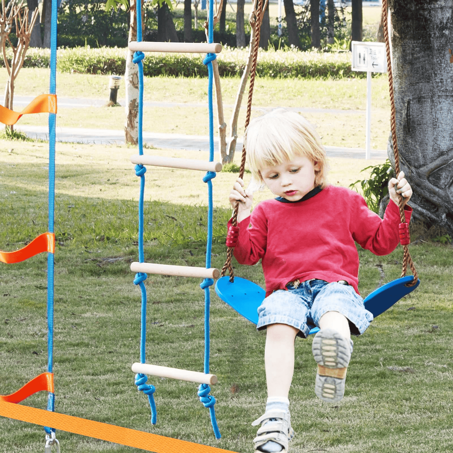 VEVOR Ultimate Ninja Warrior Obstacle Course – 56ft Dual Slacklines, 12 Obstacles, 500lbs Capacity Outdoor Playset - The Little Big Store