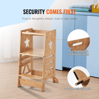 VEVOR Tower Step Stool, 3-Level Height Adjustable Toddler Step Stools for Kids, Kitchen Stool Helper, Bamboo Kids Standing Tower Learning Stool with Safety Rail for Kitchen Counter Bathroom, 350LBS - The Little Big Store