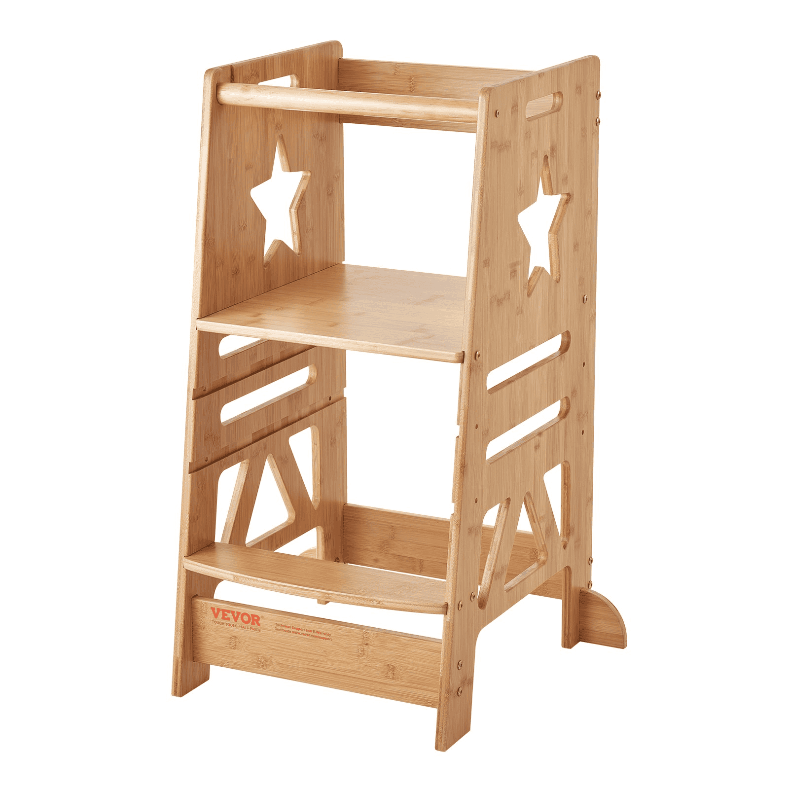 VEVOR Tower Step Stool, 3-Level Height Adjustable Toddler Step Stools for Kids, Kitchen Stool Helper, Bamboo Kids Standing Tower Learning Stool with Safety Rail for Kitchen Counter Bathroom, 350LBS - The Little Big Store