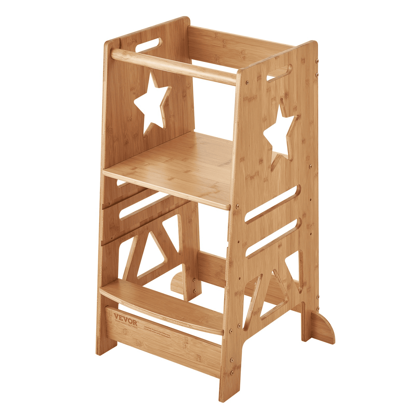 VEVOR Tower Step Stool, 3-Level Height Adjustable Toddler Step Stools for Kids, Kitchen Stool Helper, Bamboo Kids Standing Tower Learning Stool with Safety Rail for Kitchen Counter Bathroom, 350LBS - The Little Big Store