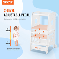 VEVOR Tower Step Stool, 3-Level Height Adjustable Toddler Step Stools for Kids, Kitchen Stool Helper, Bamboo Standing Tower Learning Stool with Safety Rail for Kitchen Counter Bathroom, 350LBS, White - The Little Big Store