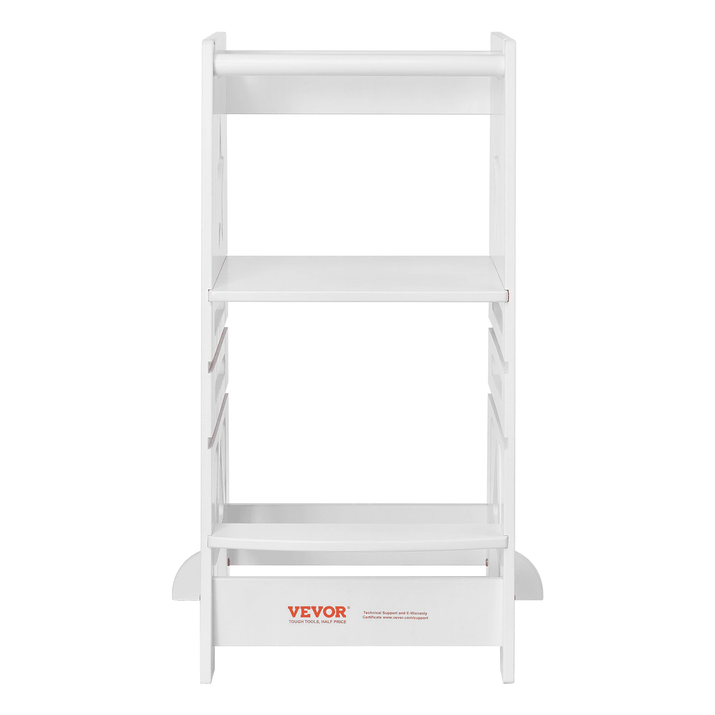 VEVOR Tower Step Stool, 3-Level Height Adjustable Toddler Step Stools for Kids, Kitchen Stool Helper, Bamboo Standing Tower Learning Stool with Safety Rail for Kitchen Counter Bathroom, 350LBS, White - The Little Big Store
