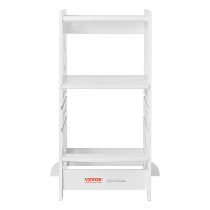 VEVOR Tower Step Stool, 3-Level Height Adjustable Toddler Step Stools for Kids, Kitchen Stool Helper, Bamboo Standing Tower Learning Stool with Safety Rail for Kitchen Counter Bathroom, 350LBS, White - The Little Big Store