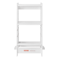 VEVOR Tower Step Stool, 3-Level Height Adjustable Toddler Step Stools for Kids, Kitchen Stool Helper, Bamboo Standing Tower Learning Stool with Safety Rail for Kitchen Counter Bathroom, 350LBS, White - The Little Big Store