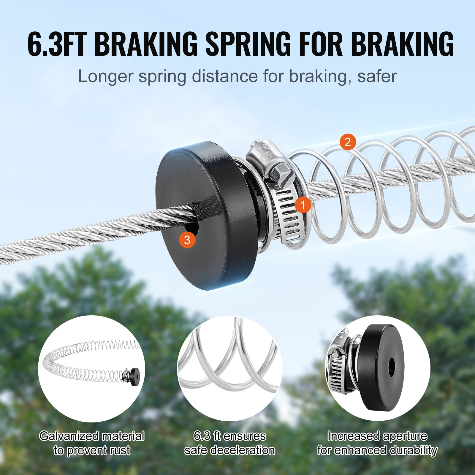 120 ft Backyard Zipline Kit for Kids & Adults – Stainless Steel Zip Line with Spring Brake, Safety Harness & Seat, Up to 500 lbs