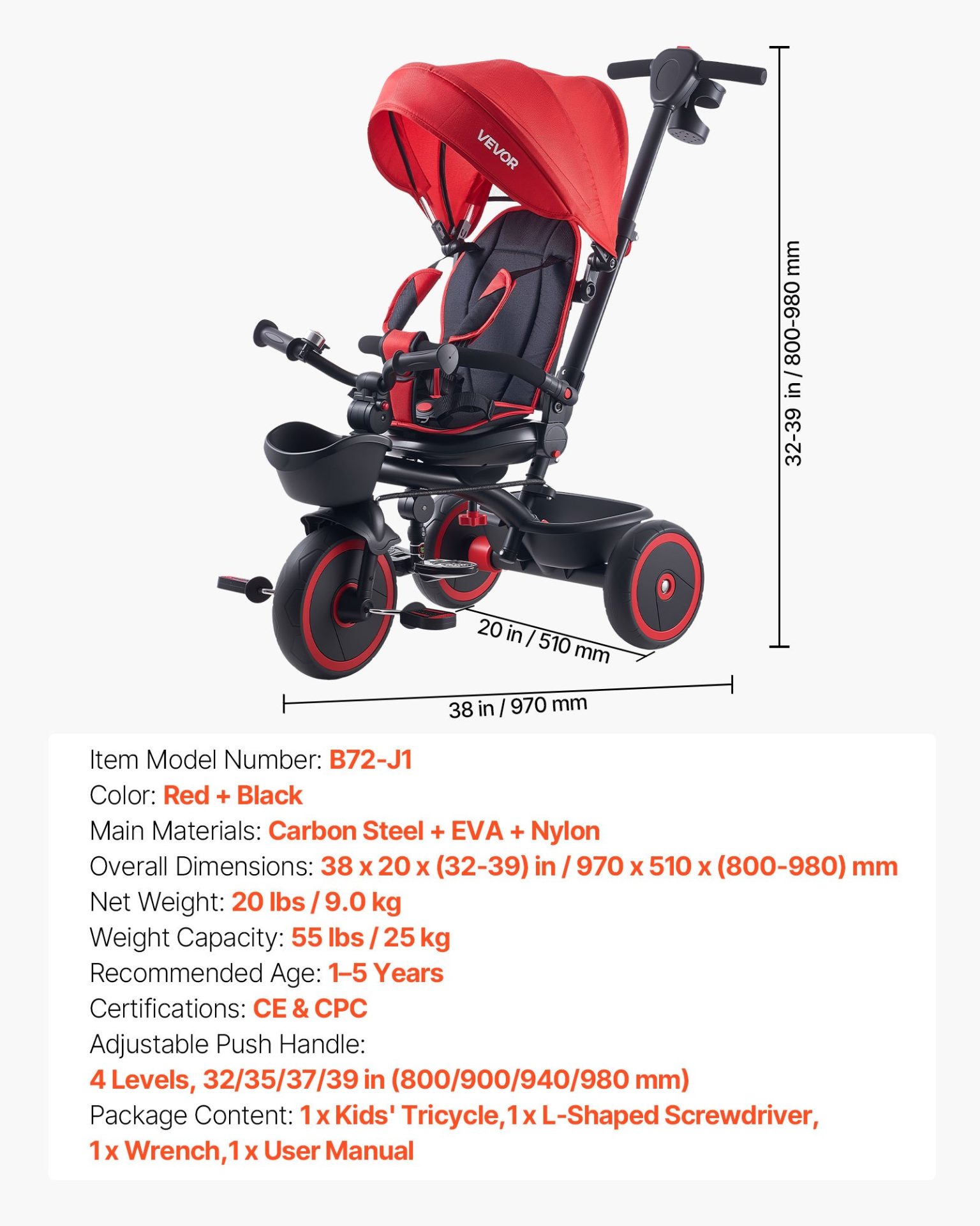 6-in-1 Toddler Tricycle & Stroller for 1-5 Years – Convertible Kids Trike with Parent Push Handle, Canopy & Storage