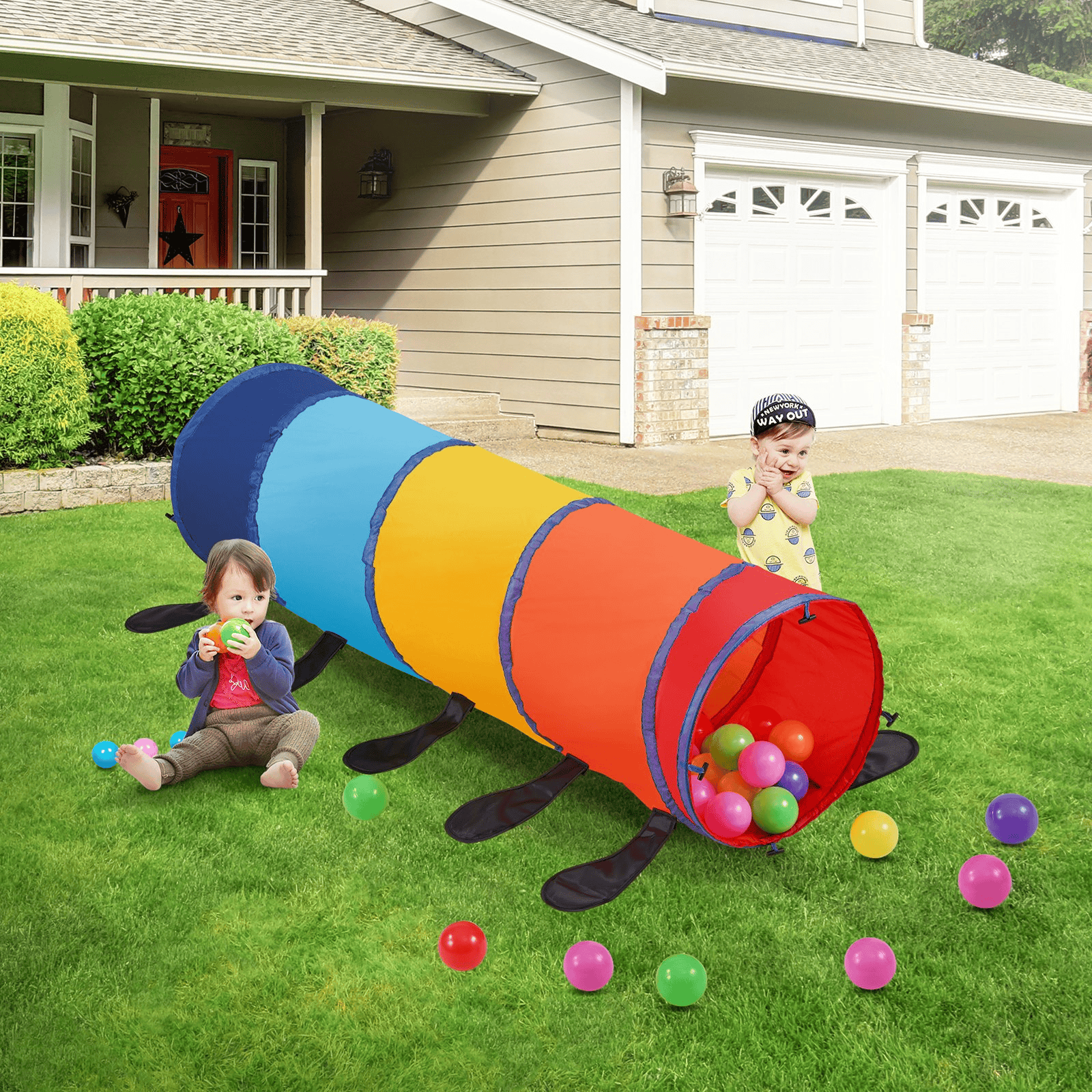 VEVOR Kids Play Tunnel Tent for Toddlers, Colorful Pop Up Caterpillar Crawl Tunnel Toy for Baby or Pet, Collapsible Gift for Boy and Girl Play Tunnel Indoor and Outdoor Game, Multicolor - The Little Big Store