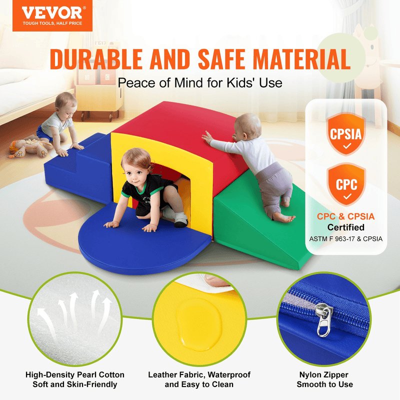 Toddler Climbing Toys Indoor, 5 Piece Climb, Crawl and Tunnel Soft Play Equipment, Foam Climbing Toys, Kids Tunnel Maze with Stairs and Ramp,Indoor for Preschoolers Easy to Clean (Assorted)