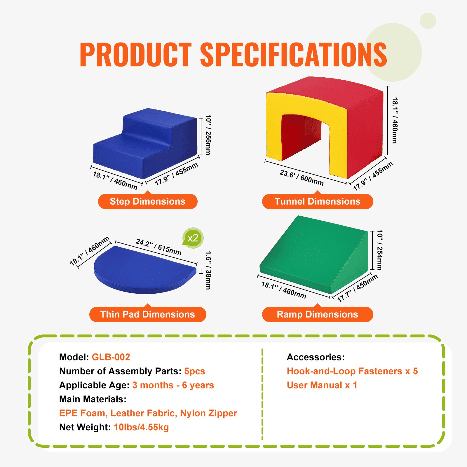 Toddler Climbing Toys Indoor, 5 Piece Climb, Crawl and Tunnel Soft Play Equipment, Foam Climbing Toys, Kids Tunnel Maze with Stairs and Ramp,Indoor for Preschoolers Easy to Clean (Assorted) - The Little Big Store