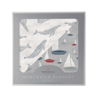 Blue Shadow Whales and Marina Sailboats Bamboo Newcastle Blanket - The Little Big Store