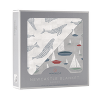 Blue Shadow Whales and Marina Sailboats Bamboo Newcastle Blanket - The Little Big Store