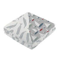 Blue Shadow Whales and Marina Sailboats Bamboo Newcastle Blanket - The Little Big Store