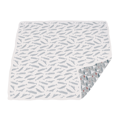 Blue Shadow Whales and Marina Sailboats Bamboo Newcastle Blanket - The Little Big Store
