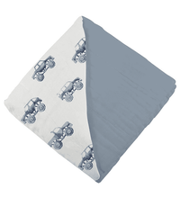 Indigo Monster Trucks and Blue Fog Cotton Newcastle Blanket - The Little Big Store