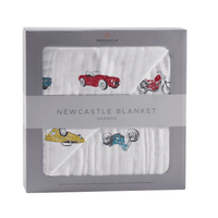Vintage Muscle Cars and Motorcycles Bamboo Muslin Newcastle Blanket - The Little Big Store