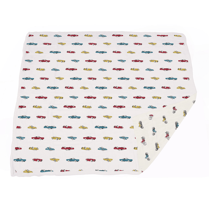 Vintage Muscle Cars and Motorcycles Bamboo Muslin Newcastle Blanket - The Little Big Store