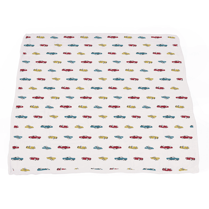 Vintage Muscle Cars and Motorcycles Bamboo Muslin Newcastle Blanket - The Little Big Store