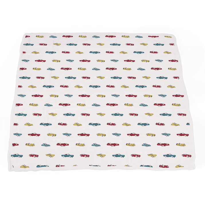 Vintage Muscle Cars and Motorcycles Bamboo Muslin Newcastle Blanket - The Little Big Store