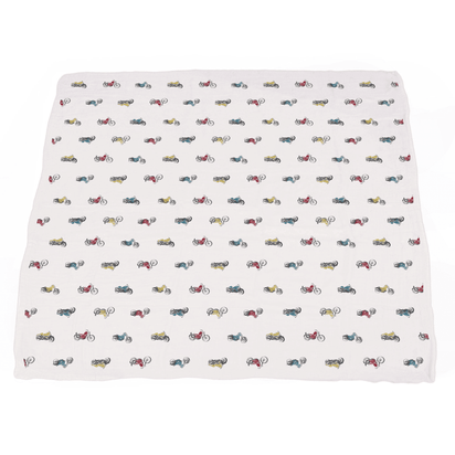 Vintage Muscle Cars and Motorcycles Bamboo Muslin Newcastle Blanket - The Little Big Store