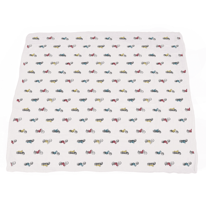 Vintage Muscle Cars and Motorcycles Bamboo Muslin Newcastle Blanket - The Little Big Store