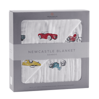 Vintage Muscle Cars and Motorcycles Bamboo Muslin Newcastle Blanket - The Little Big Store