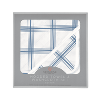 Blue Buffalo Check Plaid Hooded Towel and Washcloth Set - The Little Big Store
