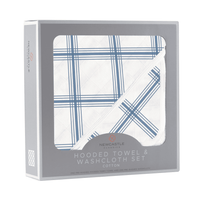 Blue Buffalo Check Plaid Hooded Towel and Washcloth Set - The Little Big Store