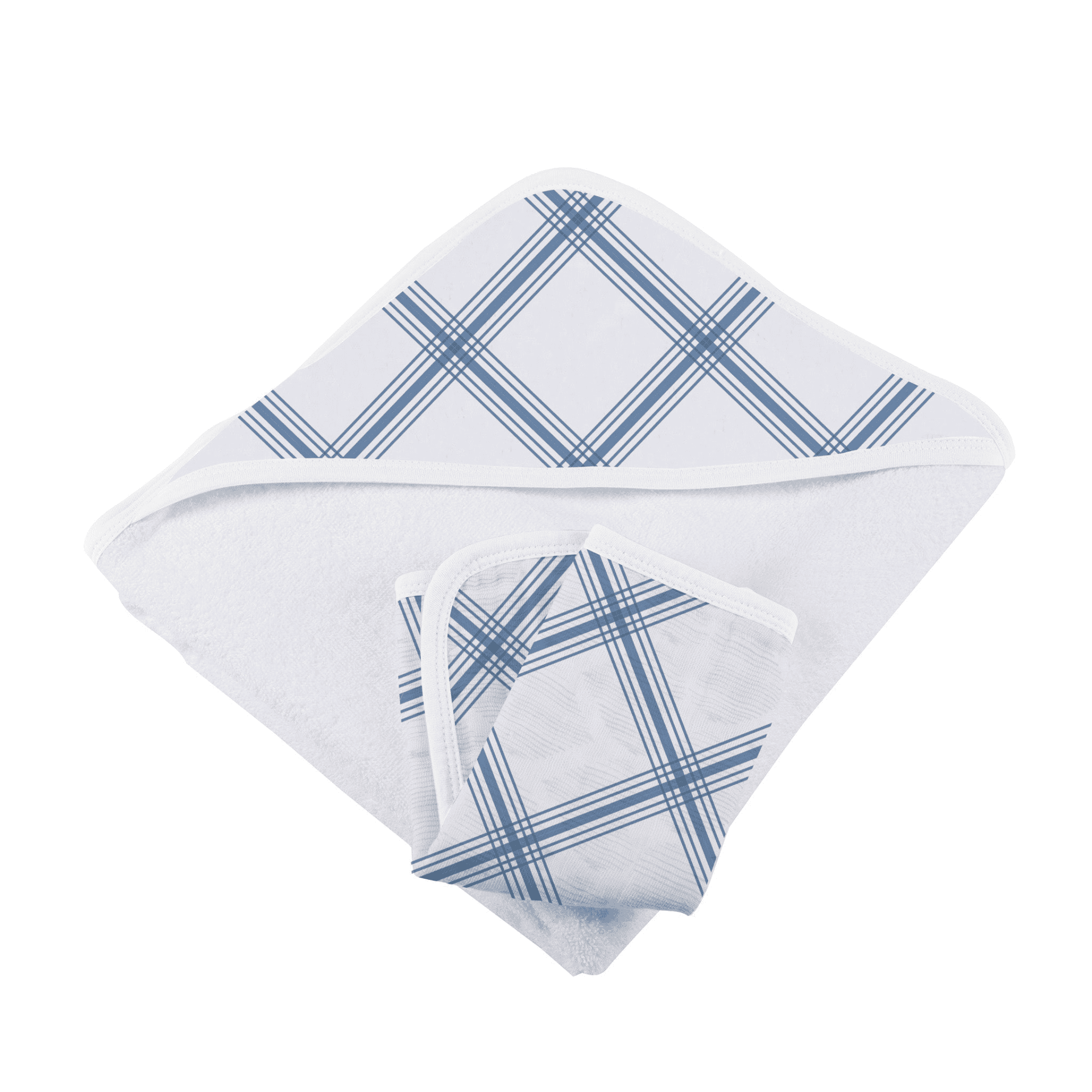 Blue Buffalo Check Plaid Hooded Towel and Washcloth Set - The Little Big Store
