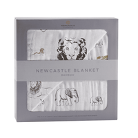 Hear Me Roar Lion and Rhinos and Elephants Bamboo Newcastle Blanket - The Little Big Store